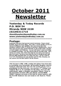 October 2011 Newsletter ------Yesterday & Today Records P.O