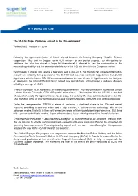 PRESS RELEASE the SSJ100: Super Optimized Aircraft in the 100
