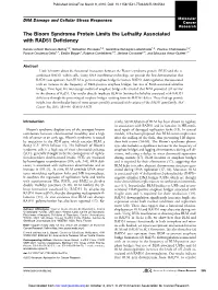 The Bloom Syndrome Protein Limits the Lethality Associated with RAD51 Deficiency