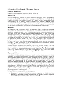 16 Functional (Psychogenic) Movement Disorders