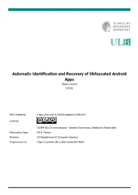 Automatic Identification and Recovery of Obfuscated Android Apps