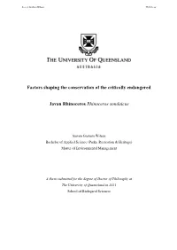 Factors Shaping the Conservation of the Critically Endangered Javan
