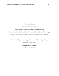 Running Head: NEW LUXURY CONSUMER VALUES 1