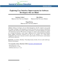 Exploring User Interface Improvements for Software Developers Who Are Blind