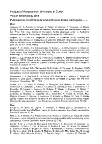 Institute of Parasitology, University of Zurich Vector Entomology Unit