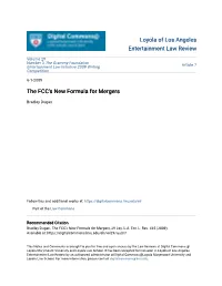 The FCC's New Formula for Mergers