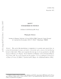 About Symmetries in Physics