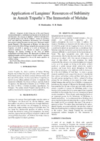 Application of Langinus' Resources of Sublimity in Amish Tripathi's The