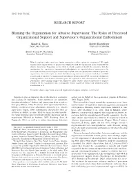 Blaming the Organization for Abusive Supervision: the Roles of Perceived Organizational Support and Supervisor’S Organizational Embodiment