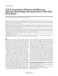 Fish Consumption Patterns and Mercury Advisory Knowledge Among Fishers in the Haw River Basin