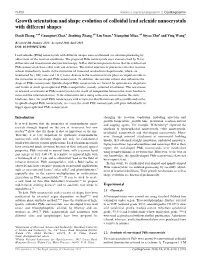 Growth Orientation and Shape Evolution of Colloidal Lead Selenide Nanocrystals with Different Shapes