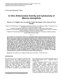 In Vitro Antimicrobial Activity and Cytotoxicity of Maerua Oblongifolia