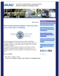 (ISU) at the University of Marburg