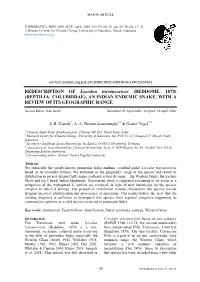 REDESCRIPTION of Lycodon Travancoricus (BEDDOME, 1870) (REPTILIA: COLUBRIDAE), an INDIAN ENDEMIC SNAKE, with a REVIEW of ITS GEOGRAPHIC RANGE