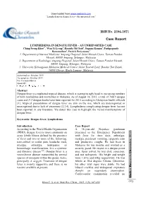 160 Lymphedema in Dengue Fever – an Unreported Case