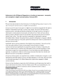 Anonymity and Encryption in Digital Communications, February 2015