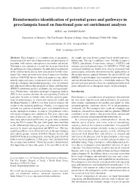 Bioinformatics Identification of Potential Genes and Pathways in Preeclampsia Based on Functional Gene Set Enrichment Analyses
