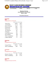 Consolidated Primary Election Results Summary