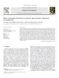 Effect of Phosphite Fertilization on Growth, Yield and Fruit Composition of Strawberries