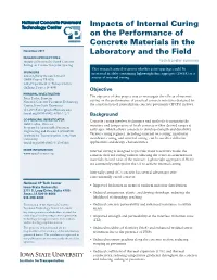Impacts of Internal Curing on the Performance of Concrete Materials