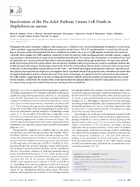 Inactivation of the Pta-Acka Pathway Causes Cell Death in Staphylococcus Aureus