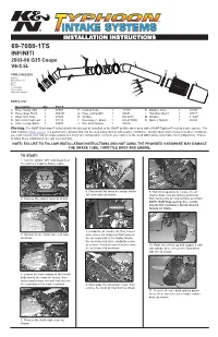 K&N Air Intakes Installation Instructions
