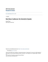 New Music Audiences: the Generative Impulse