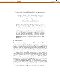 Probabilistic Logic Programming