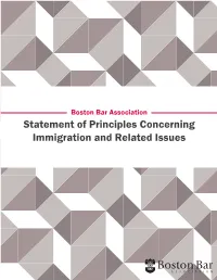 Statement of Principles Concerning Immigration and Related Issues Boston Bar Association Statement of Principles Concerning Immigration and Related Issues