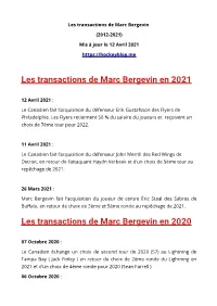 Les Transactions De Marc Bergevin En 2021 Les Transactions De