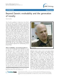 Beyond Darwin: Evolvability and the Generation of Novelty Marc Kirschner
