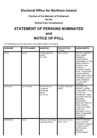 NOTICE of POLL and STATEMENT of PERSONS NOMINATED