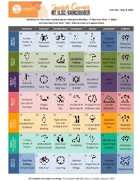 Activities Calendar – Junior Camp At
