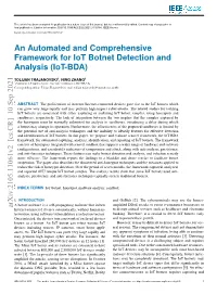 An Automated and Comprehensive Framework for Iot Botnet Detection and Analysis (Iot-BDA)
