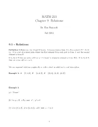 MATH 213 Chapter 9: Relations