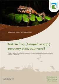 Native Frog (Leiopelma Spp.) Recovery Plan, 2013–2018