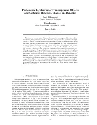 Photometric Lightcurves of Transneptunian Objects and Centaurs: Rotations, Shapes, and Densities
