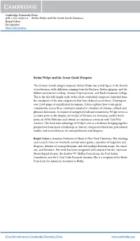Stefan Wolpe and the Avant-Garde Diaspora Brigid Cohen Frontmatter More Information