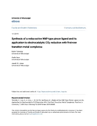 Synthesis of a Redox-Active NNP-Type Pincer Ligand and Its Application to Electrocatalytic CO2 Reduction with First-Row Transition Metal Complexes