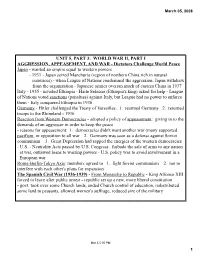 World War Ii, Part I Aggression, Appeasement