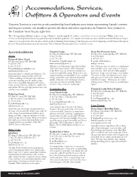 Accommodations, Services, Outfitters & Operators and Events