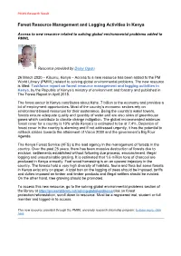 Forest Resource Management and Logging Activities in Kenya