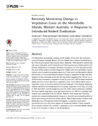 Remotely Monitoring Change in Vegetation Cover on the Montebello Islands, Western Australia, in Response to Introduced Rodent Eradication