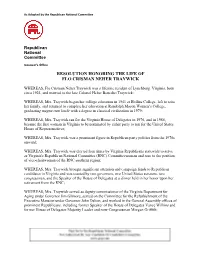Resolution Honoring the Life of Flo Crisman Neher Traywick