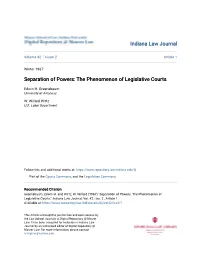 Separation of Powers: the Phenomenon of Legislative Courts