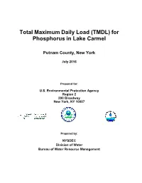 Total Maximum Daily Load (TMDL) for Phosphorus in Lake Carmel Final