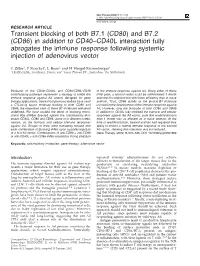 Transient Blocking of Both B7.1 (CD80) and B7.2 (CD86) in Addition