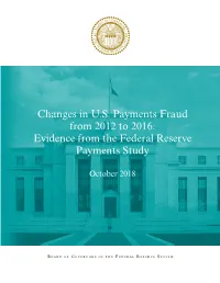 Changes in US Payments Fraud from 2012 to 2016