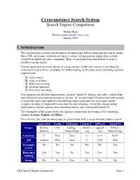 Cross-Instance Search System Search Engine Comparison
