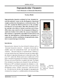 Supramolecular Chemistry from Molecule to Molecular Machines